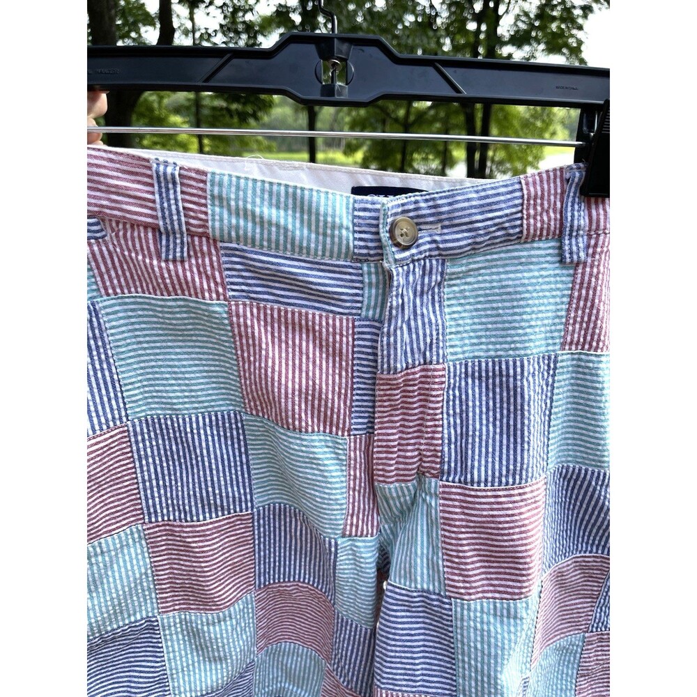 Chaps Real Madras Plaid Bermuda Shorts Patchwork Golf Cotton Mens 36 *Read*